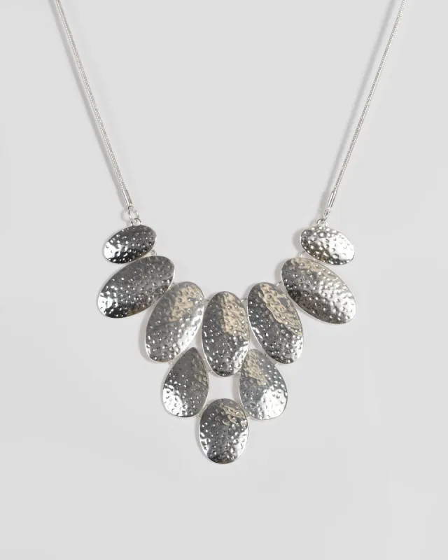 Silver Hammered Beaded Necklace sold by Collete Hayman