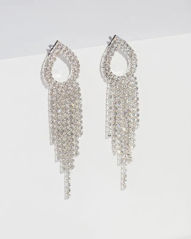 Crystal Tear Drop Tassel Earrings sold by Collete Hayman