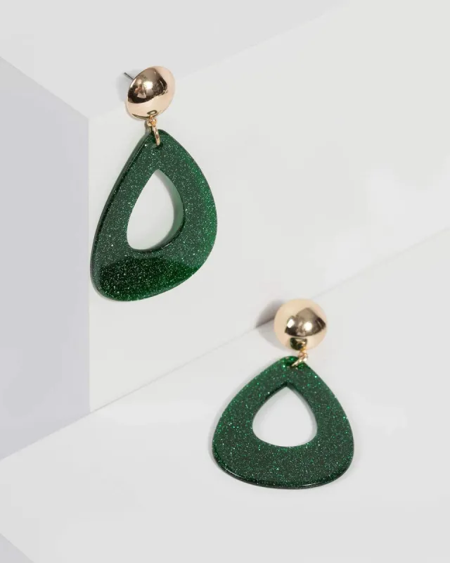 Green Button Tear Drop Earrings sold by Collete Hayman