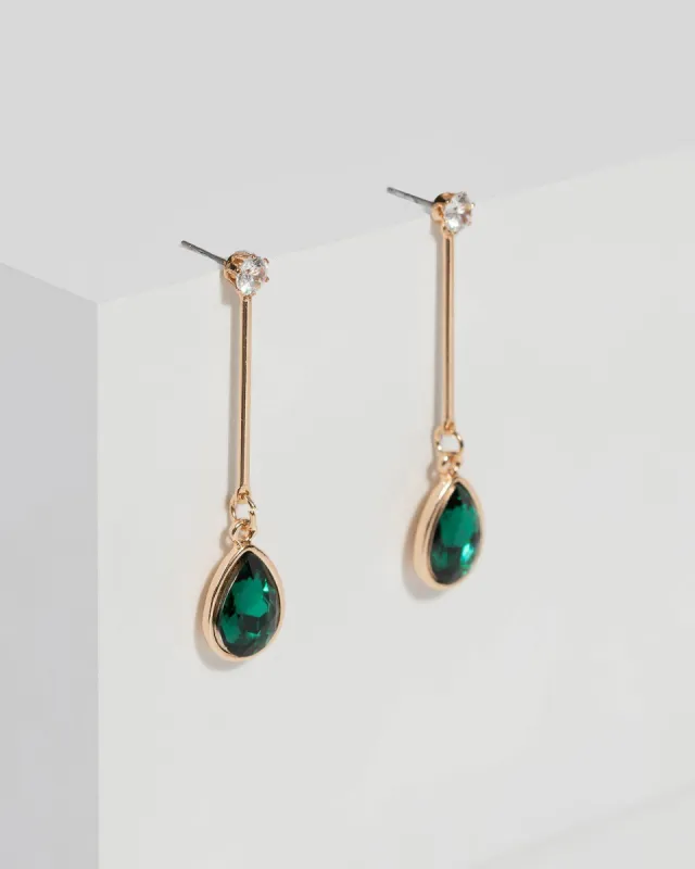 Emerald Crystal Bar Drop Earrings sold by Collete Hayman