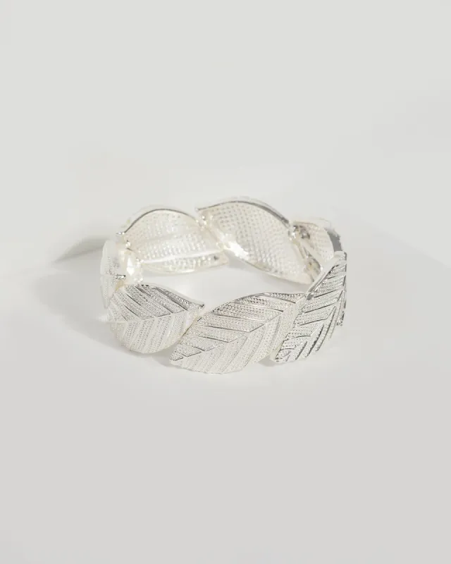 Silver Metal Leaf Stretch Bracelet sold by Collete Hayman