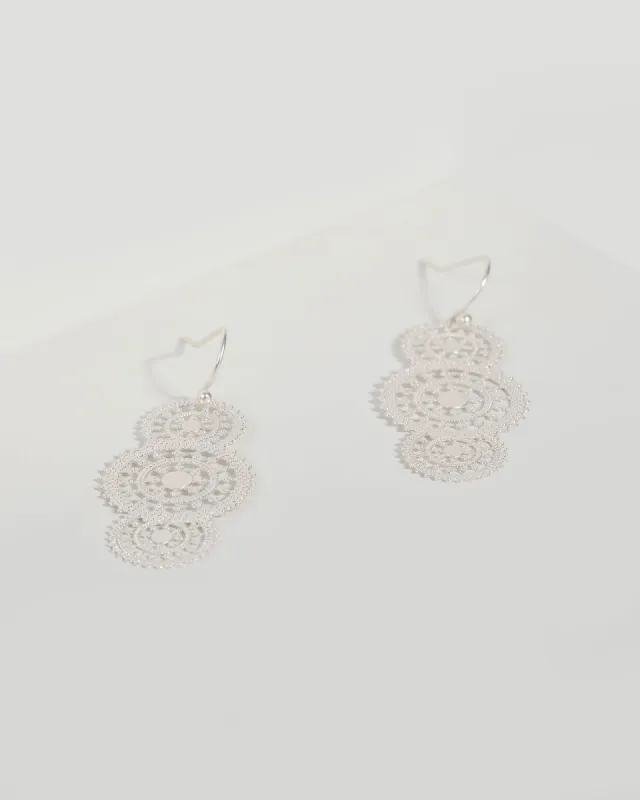 Silver Filigree Circle Drop Earrings sold by Collete Hayman