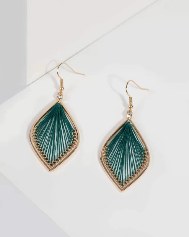 Emerald Cotton Thread Wrap Earrings made by Collete Hayman