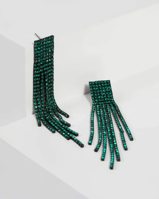 Emerald Stone Tassel Drop Earrings sold by Collete Hayman