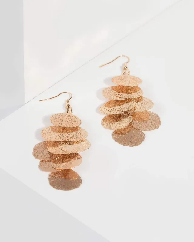 Gold Fine Leaf Tassel Drop Earrings sold by Collete Hayman