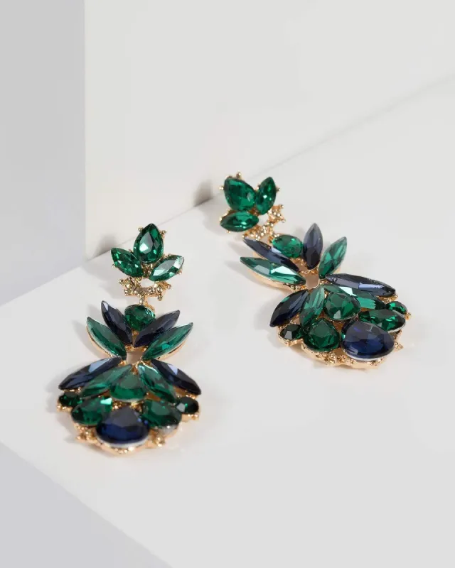 Green Crystal Cluster Drop Earrings sold by Collete Hayman