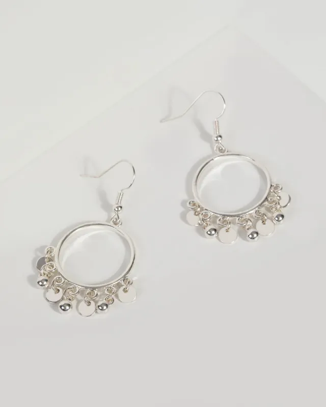 Silver Beaded Hoop Drop Earrings sold by Collete Hayman