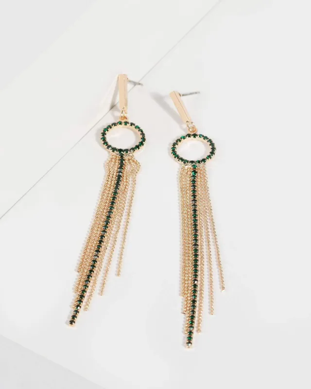 Emerald Crystal Tassel Drop Earrings sold by Collete Hayman