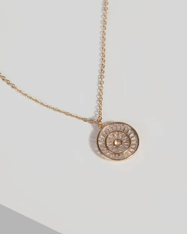Gold Round Cubic Zirconia Pendant Necklace sold by Collete Hayman