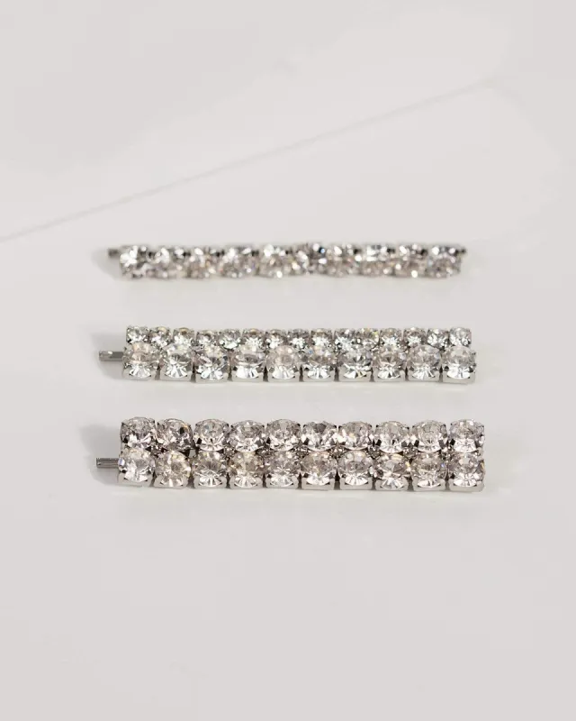 Silver Crystal Mixed Hair Slides Set sold by Collete Hayman