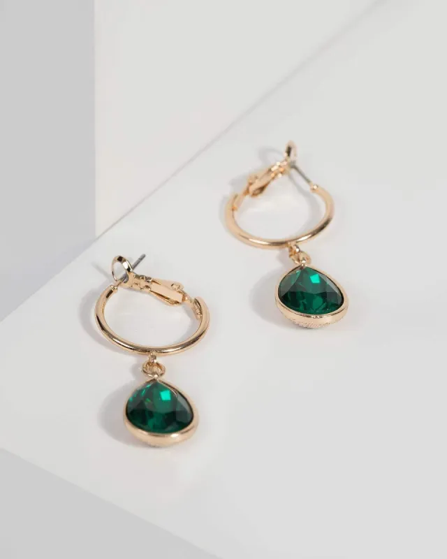 Emerald Stone Hoop Earrings sold by Collete Hayman