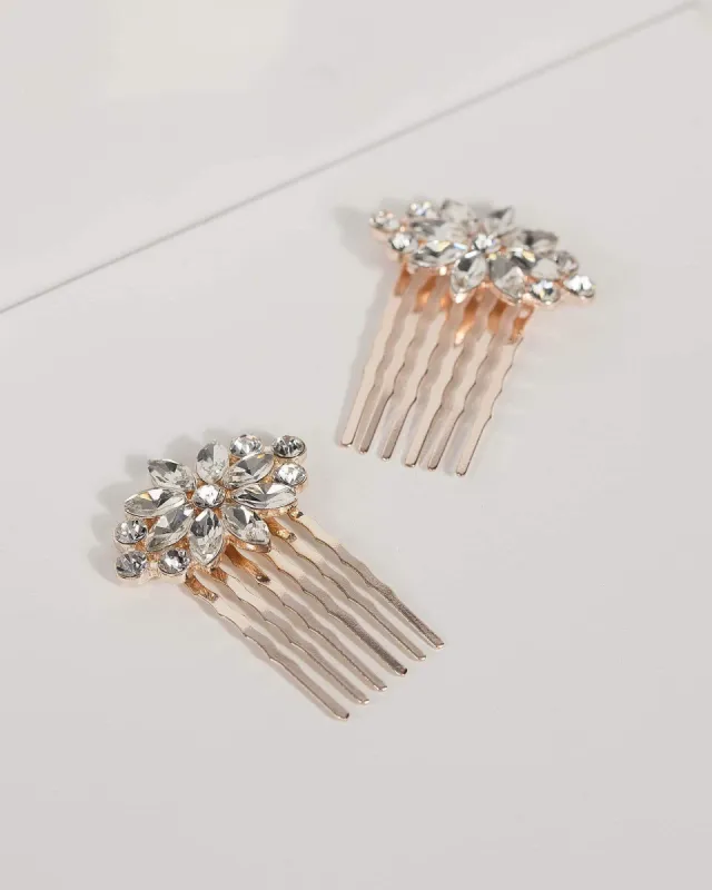 Gold Small Crystal Hair Comb sold by Collete Hayman