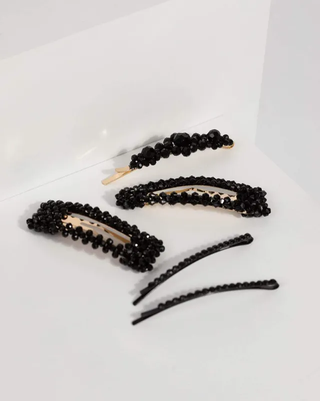 Black Mixed Beaded Hair Set sold by Collete Hayman