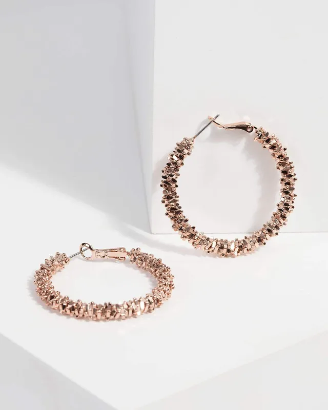 Rose Gold Twisted Stack Metal Hoop Earrings sold by Collete Hayman