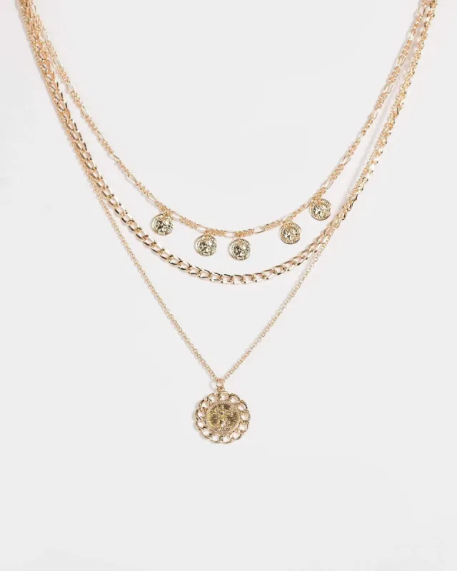 Gold Coin Multi Layered Chain Necklace sold by Collete Hayman