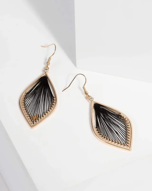 Black Teardrop Thread Earring made by Collete Hayman