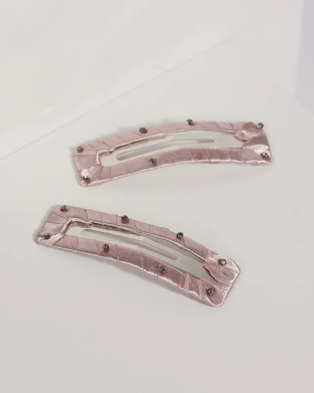 Pink Fabric Diamante Hair Clips sold by Collete Hayman