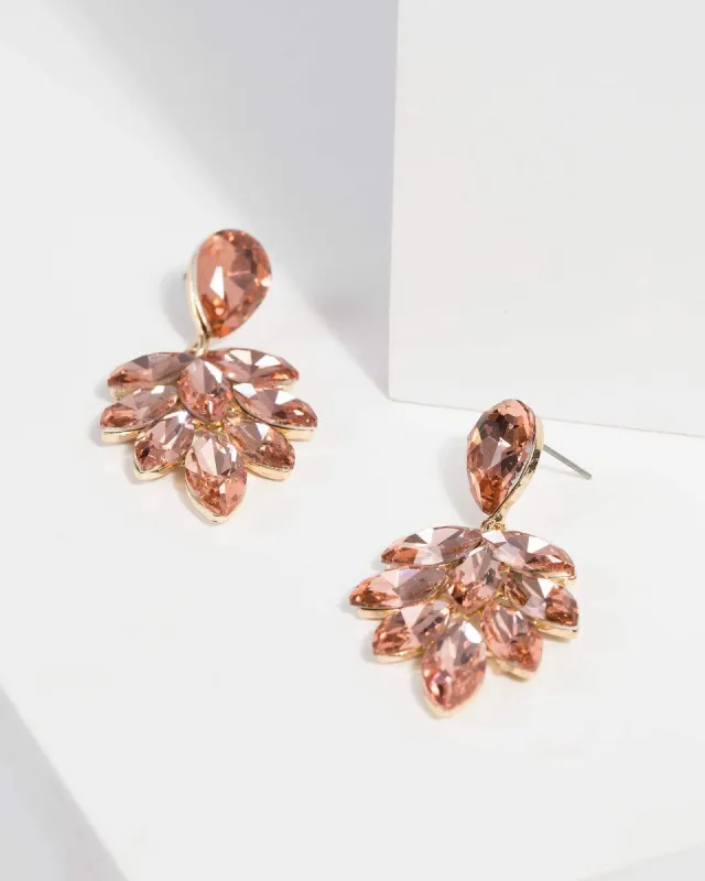 Peach Multi Crystal Drop Earrings sold by Collete Hayman