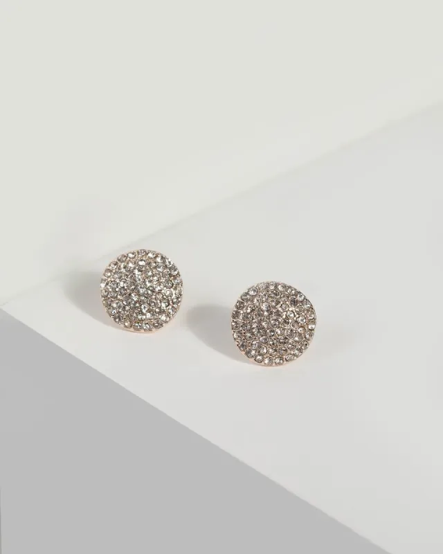 Rose Gold Diamante Plate Stud Earrings sold by Collete Hayman