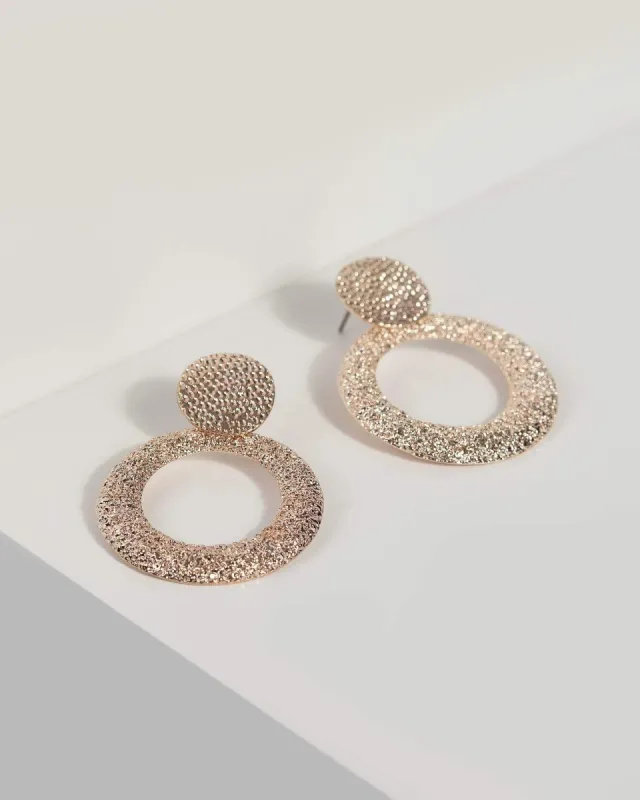 Rose Gold Textured Disc Hoop Earrings sold by Collete Hayman