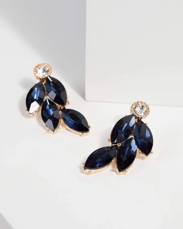 Blue Crystal Stud Drop Earrings sold by Collete Hayman