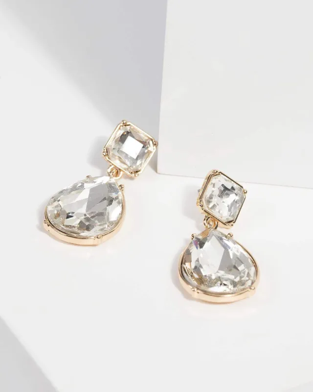 Crystal Square Stud Drop Earrings sold by Collete Hayman
