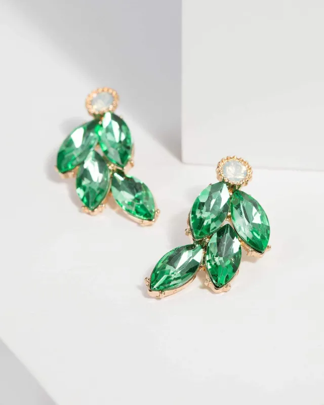 Green Crystal Stud Drop Earrings sold by Collete Hayman