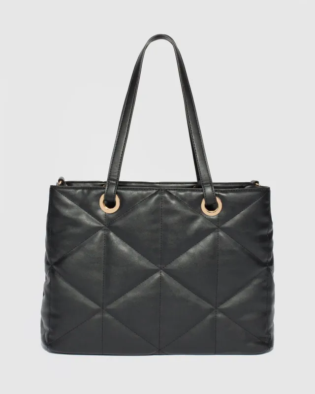 Black Shanice Quilted Tote Bag sold by Collete Hayman