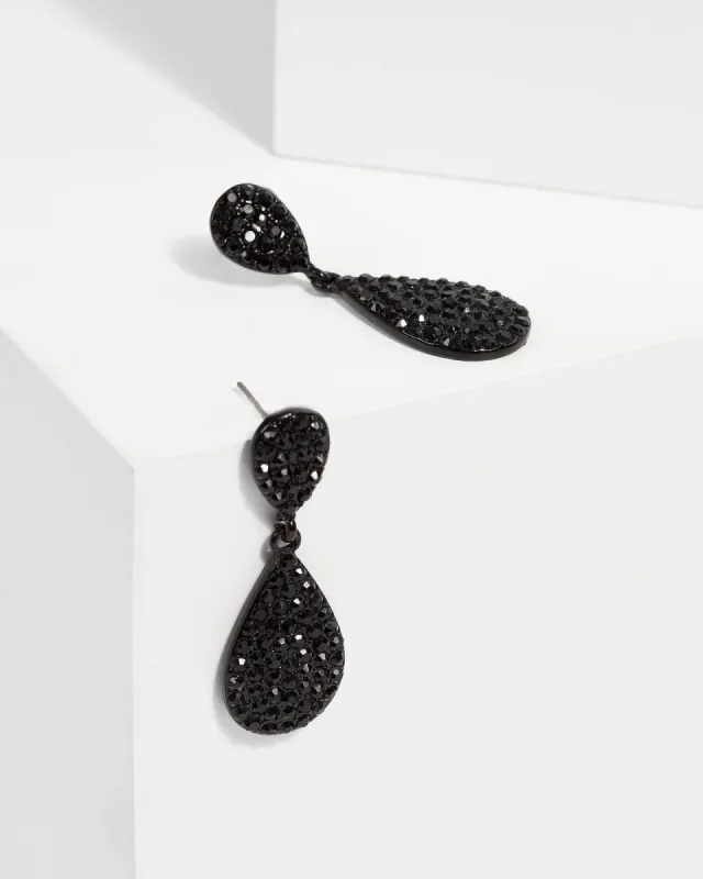 Black Tear Drop Multi Crystal Earrings sold by Collete Hayman