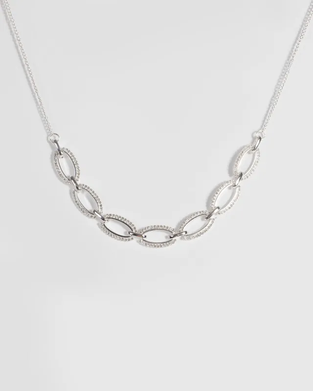 Silver Crystal Pave Oval Necklace sold by Collete Hayman