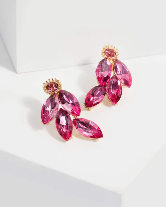 Pink Crystal Clustered Stud Earrings sold by Collete Hayman
