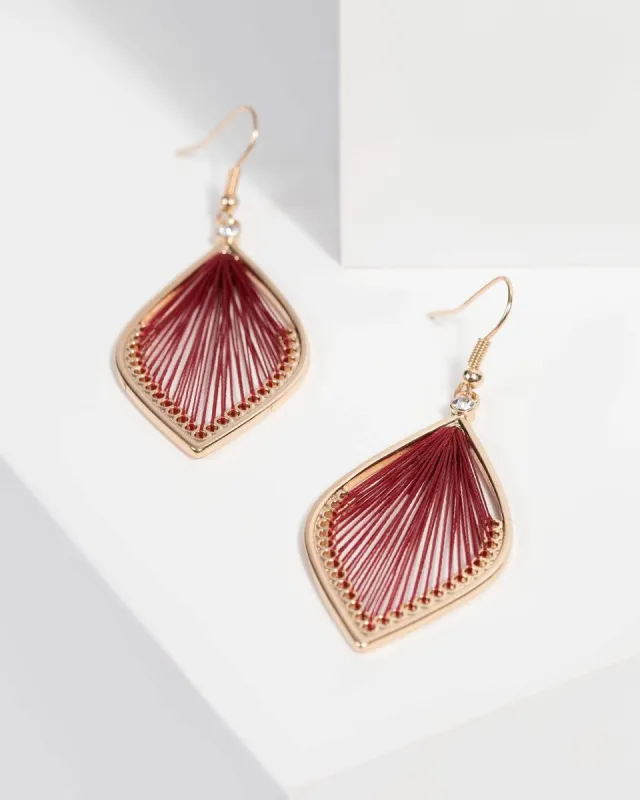 Red Cotton Thread Drop Earrings sold by Collete Hayman