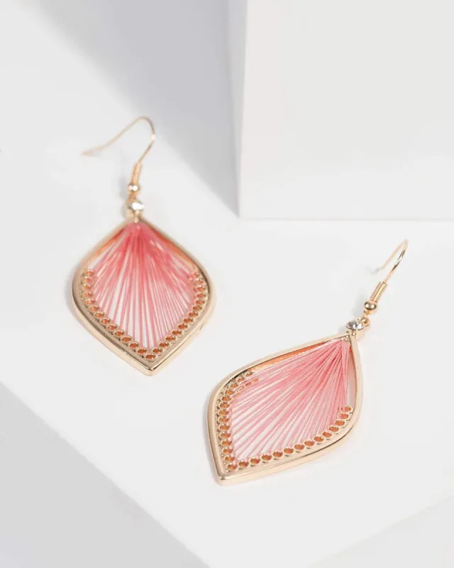 Pink Cotton Thread Drop Earrings sold by Collete Hayman
