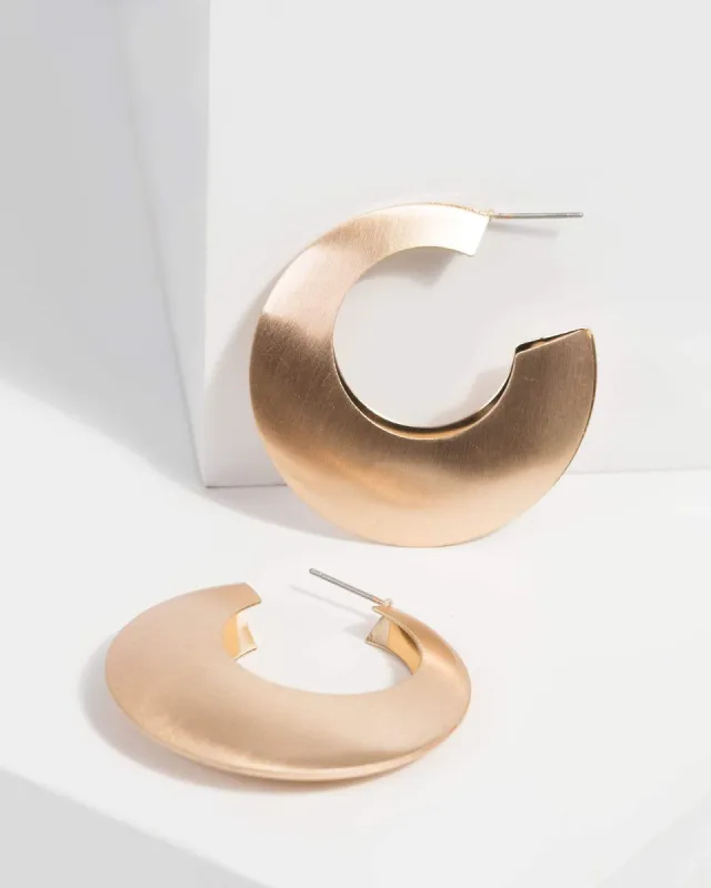 Gold Plain Flat Hoop Earrings sold by Collete Hayman