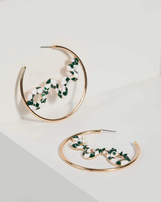 Gold Snake Hoop Earrings sold by Collete Hayman