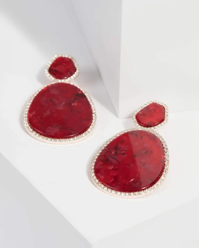 Red Double Acrylic Crystal Drop Earrings sold by Collete Hayman