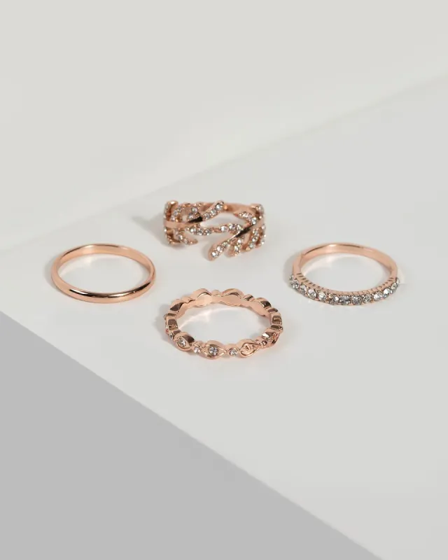 Rose Gold Leaf Diamante Rings sold by Collete Hayman