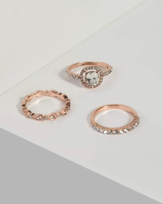 Rose Gold Diamante Cushion Rings sold by Collete Hayman