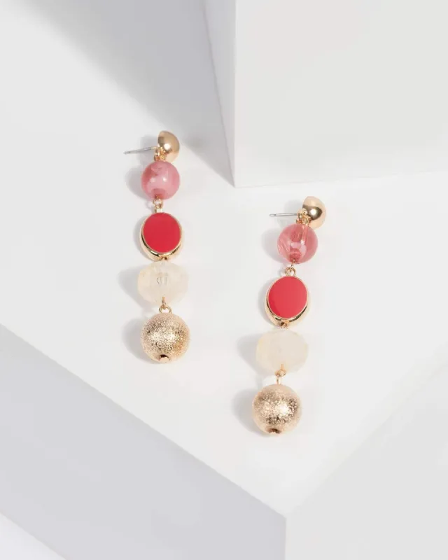 Pink Mixed Bead Drop Earrings sold by Collete Hayman