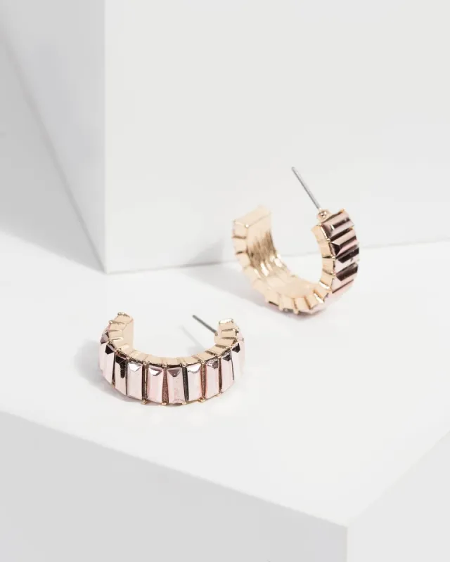 Pink Metallic Multi Row Hoop Earrings sold by Collete Hayman