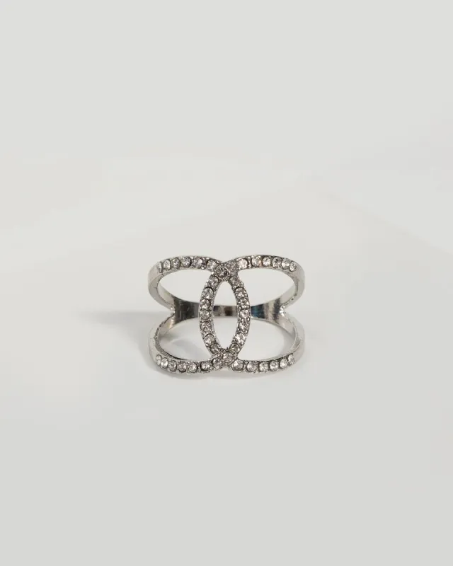 Silver Overlap Diamante Ring sold by Collete Hayman