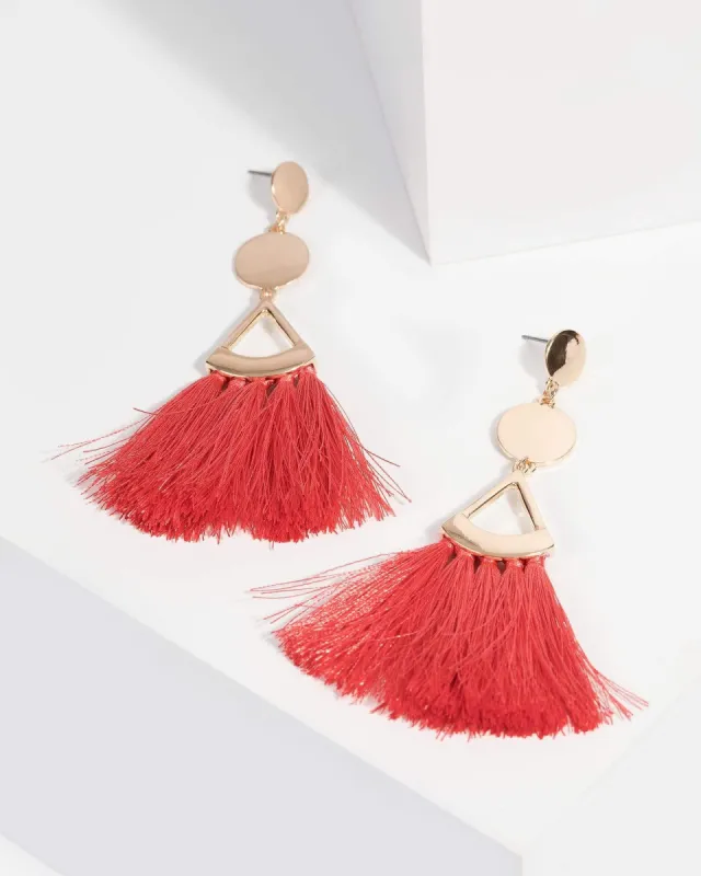Pink Metal Tassel Drop Earrings sold by Collete Hayman
