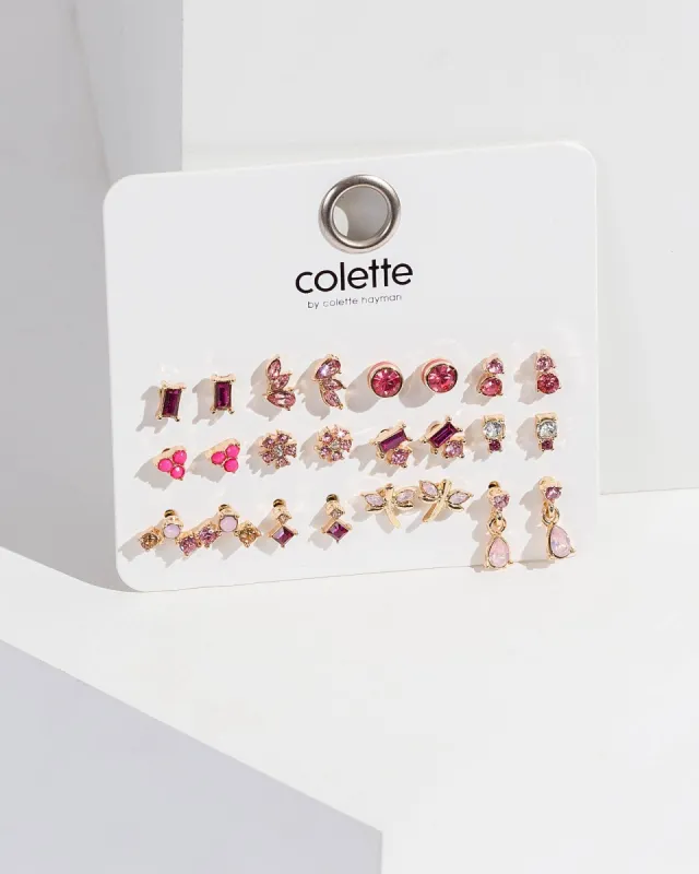 Pink Mixed Crystal Stud Pack Earrings sold by Collete Hayman