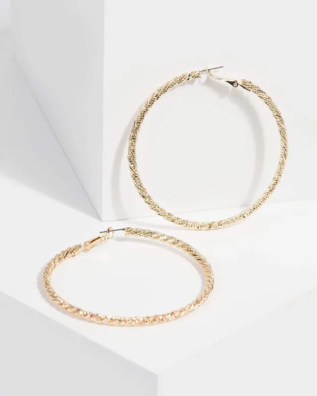 Gold Large Twisted Chain Hoop Earrings sold by Collete Hayman