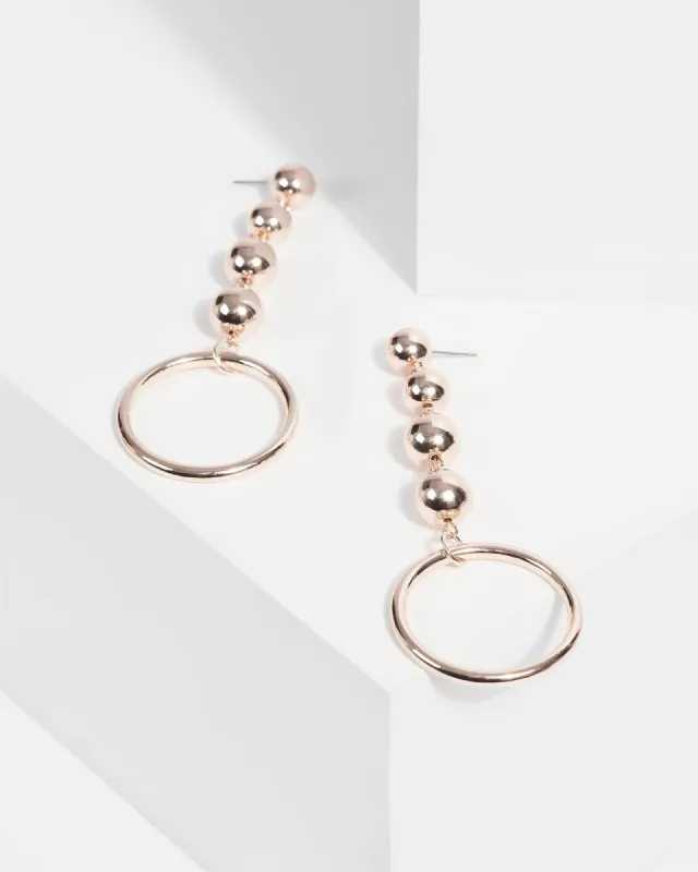Rose Gold Ball Circle Drop Earrings sold by Collete Hayman