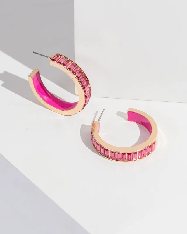 Pink Enamel Crystal Hoop Earrings sold by Collete Hayman