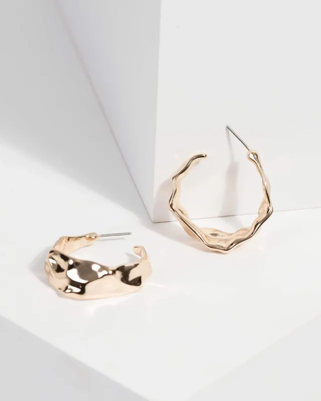 Gold Organic Metal Hoop Earrings sold by Collete Hayman