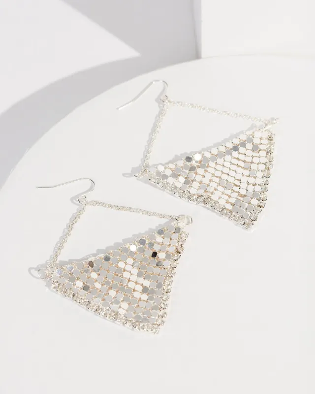 Silver Mesh Detail Hook Drop Earrings sold by Collete Hayman