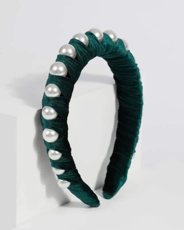 Emerald Velvet with Pearl Headband sold by Collete Hayman