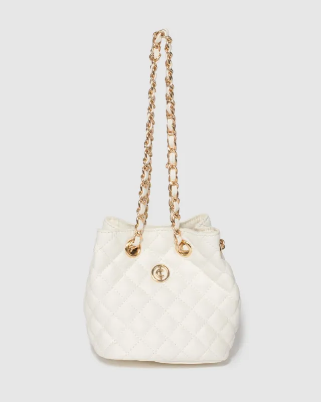 White Destiny Mini Bucket Bag sold by Collete Hayman